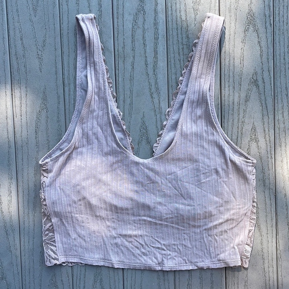 Aerie Holiday Best Lace Ribbed Knit Longline Bralette